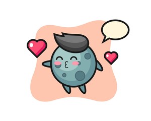Asteroid character cartoon with kissing gesture