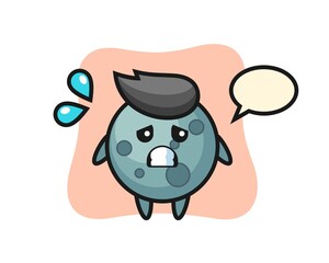 Asteroid mascot character with afraid gesture