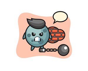 Character mascot of asteroid as a prisoner