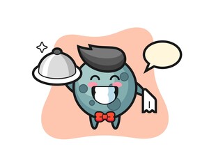 Obraz na płótnie Canvas Character mascot of asteroid as a waiters