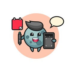 Illustration of asteroid mascot as a graphic designer