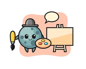 Illustration of asteroid mascot as a painter