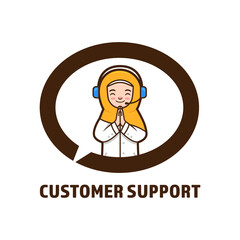 Obraz premium Muslim female customer support vector illustration mascot character