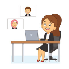 business woman having meeting online