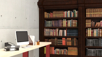 テレビ会議背景用 Zoom会議背景用 Cg 部屋 ラウンジ 本棚 書斎 Video Conferencing Wall Mural Kx59