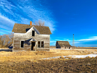Abandoned Farm House on a deserted old farm in South Dakota