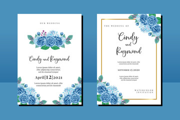 Fototapeta na wymiar Wedding invitation frame set, floral watercolor hand drawn Rose Flower design Invitation Card Template