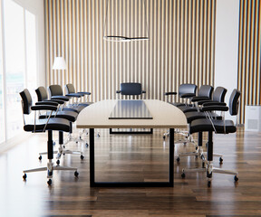 conference room interior with big window. job interview concept