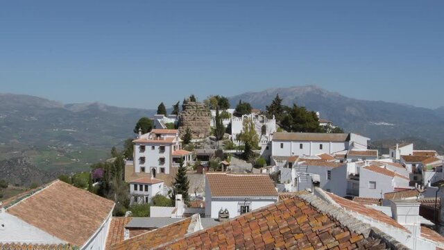 Panoramic view of the white town of Comares