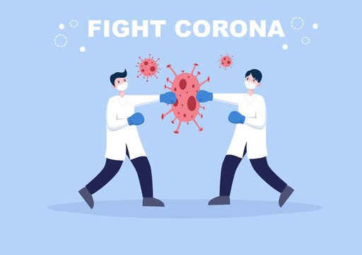 Vector Illustration Healthcare Medical People Of Protecting And Fighting Against The Corona Virus