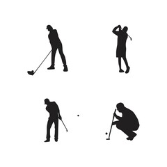 Naklejka premium collection of golf player silhouettes