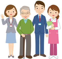 高齢者をサポートする人々　介護　福祉