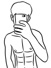 black and white cartoon of man on white background for painting