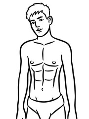 Fototapeta premium black and white cartoon of man on white background for painting