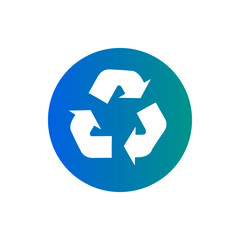 The blue glossy recycling symbol icon with gradient background