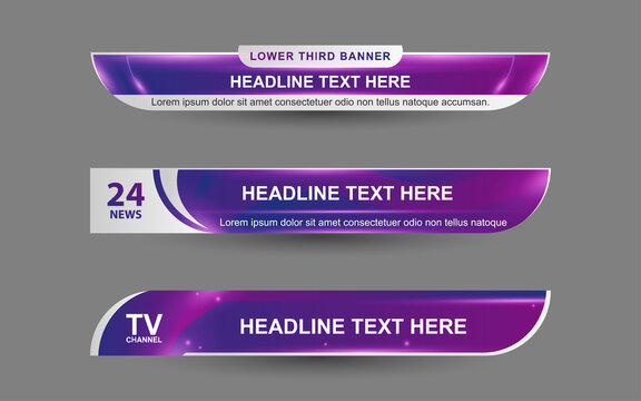 Set collection vector of Broadcast News Lower Thirds Template layout design banner for bar Headline news title, sport game in Television, Video and Media Channel