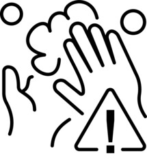 Warning wash hands line icon - vector