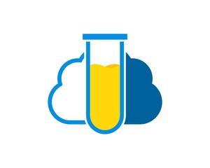 Simple cloud with simple bottle laboratory inside