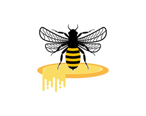 Flying bee on the honey logo