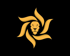 Abstract lion head with golden colors