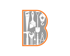B Letter with building work tool inside