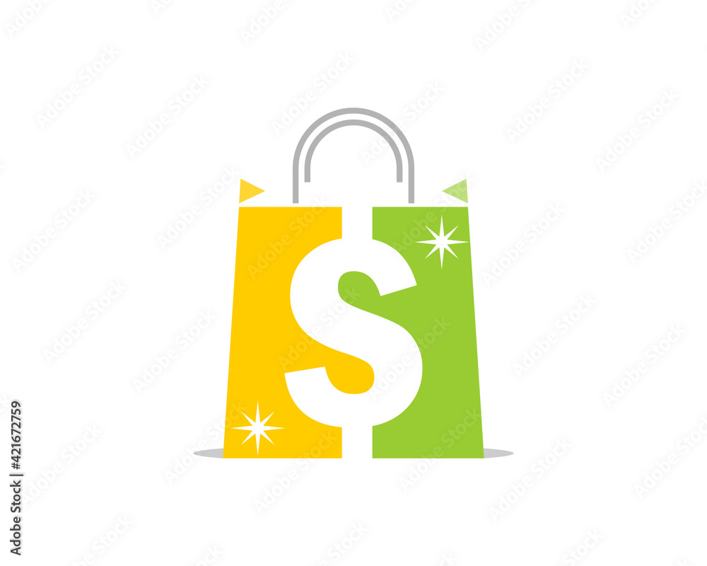 Wall mural shopping bag with dollar symbol inside