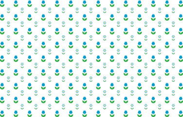 背景素材　可愛いチューリップと花のパターン柄　青