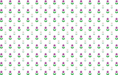 背景素材　可愛いチューリップと花のパターン柄　紫