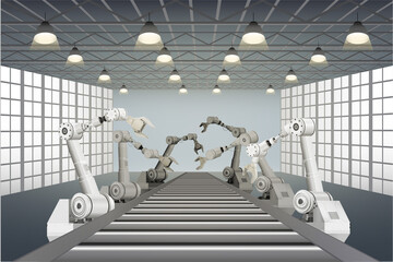 Obraz na płótnie Canvas robot assembly line in factory