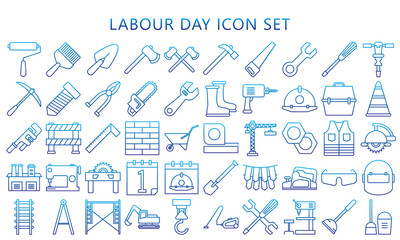 Set Flat vector linear design, gradations icons labour day and Industry tool icon set. for modern concepts, web and apps. eps 10 ready convert to svg