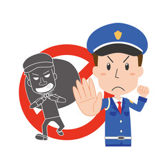 泥棒にストップをかける男性警備員