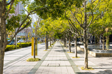 Obraz premium (東京都ｰ都市風景)オフィス街の中の遊歩道風景６