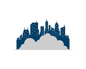 Naklejka premium Simple cloud with city building in the behind