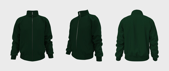 Blank tracksuit jacket mockup, 3d illustration, 3d rendering