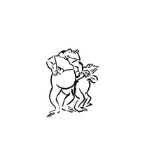 鳥獣戯画カエル親子