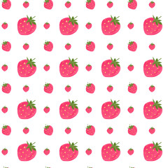 Watercolor pattern, strawberries on a background, paper texture.