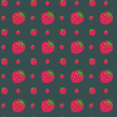 Watercolor pattern, strawberries on a background, paper texture.