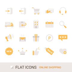 ECサイトアイコン　ショッピングガイド　定番コンテンツ　フラットアイコン