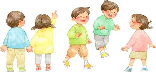 遊ぶ子供たち(5人)