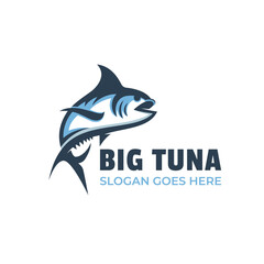 big tuna fish logo emblem label seafood vector, modern logo tuna fishing symbol design