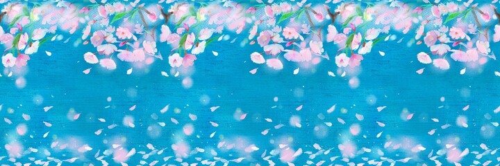 Fototapeta na wymiar seamless pattern cherry blossom blizzard petal falling beautiful spring illustration