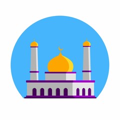 white Mosque flat vector illustration