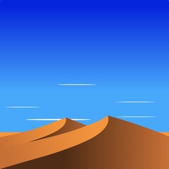 Fototapeta na wymiar desert at afternoon. blue sky. vector illustration