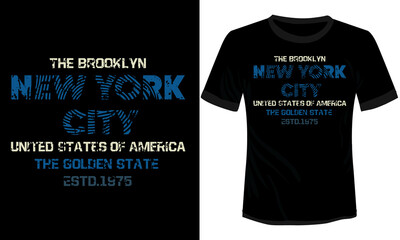 Colorful Brooklyn New York city vector t-shirt illustration in black background