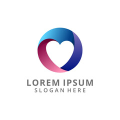 Love 3d with circle fullcolor logo design