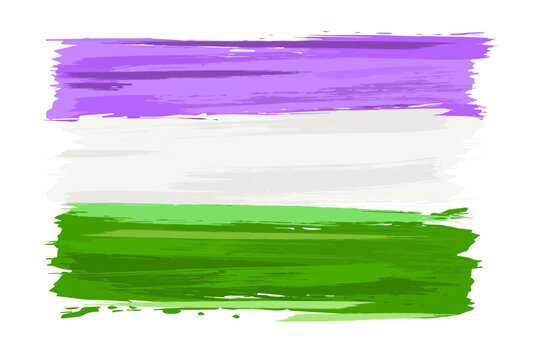 The Genderqueer flag with grunge style. Isolated Vector Illustration