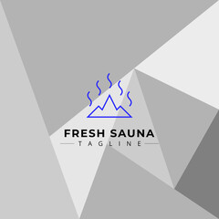 Mountain and steam simple logo on abstract background