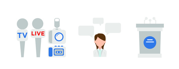 Vector, Icono rueda de prensa, entrevista, medios de comunicaci&oacute;n