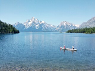Jackson Lake With Tetons In The Background
