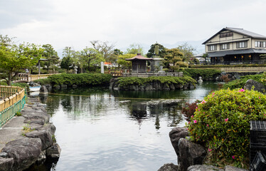 Fototapeta na wymiar Springtime at Jonofuchi park in Matsuyama - Ehime prefecture, Japan